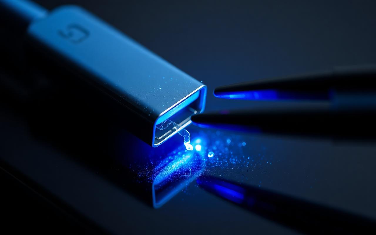 Connecteur de charge d'un smartphone inspecté avant réparation
