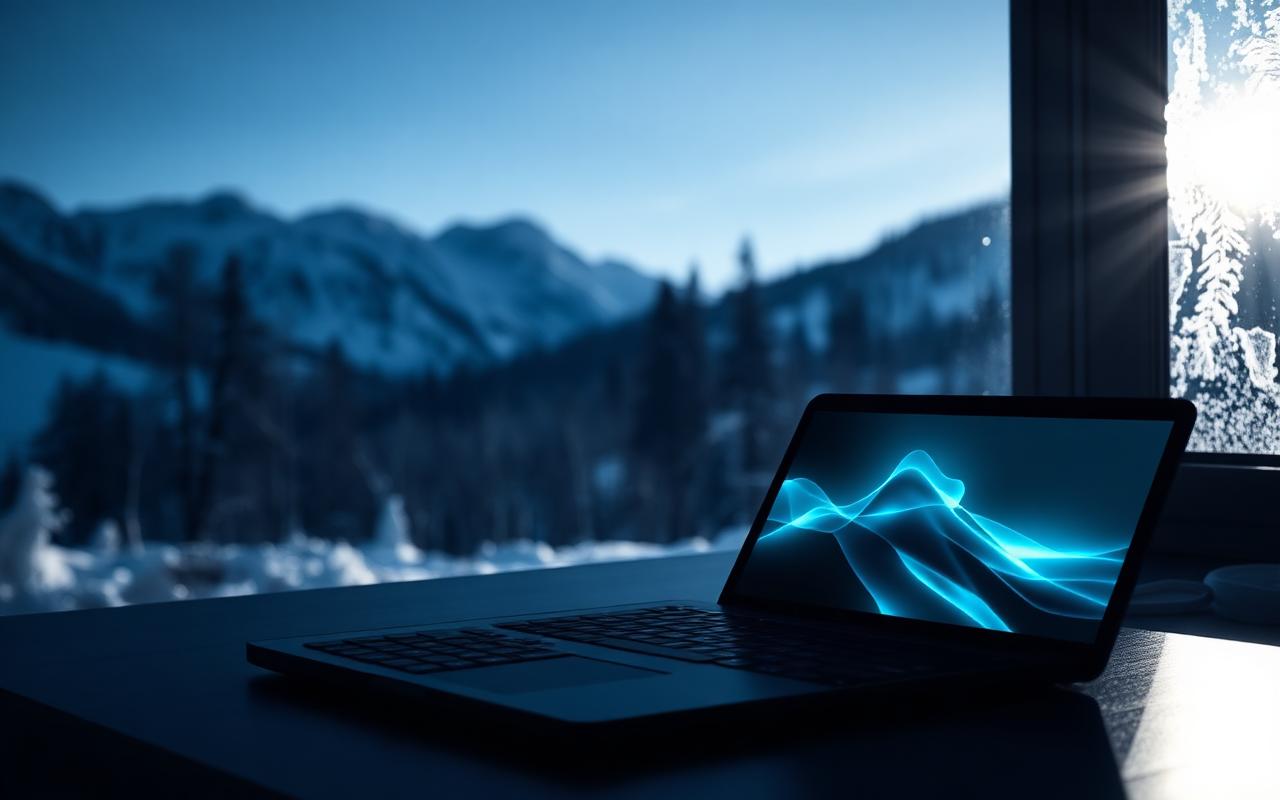 Smartphone utilisé en extérieur par temps froid et enneigé