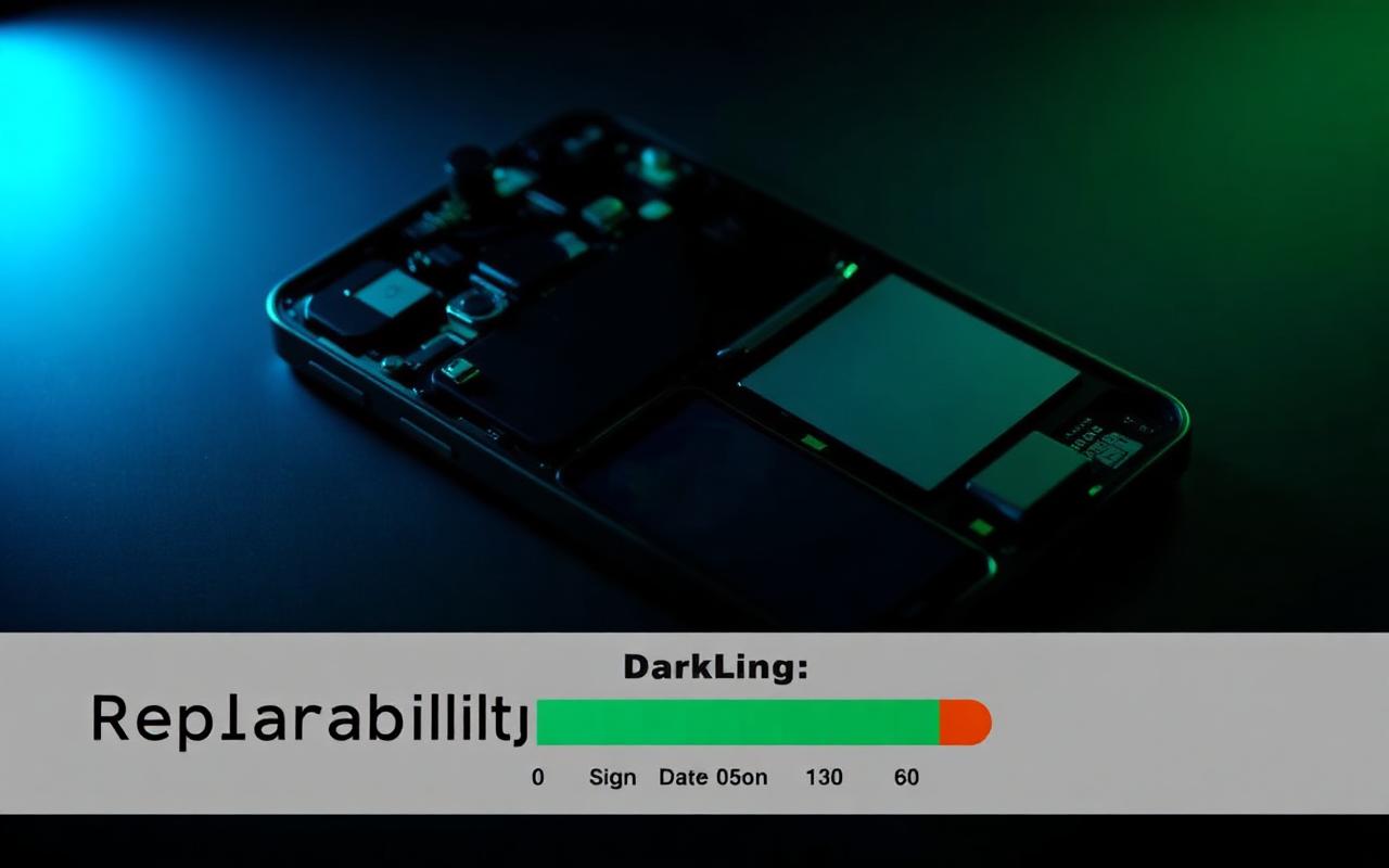 Étiquette d'indice de réparabilité affichée sur un appareil électronique