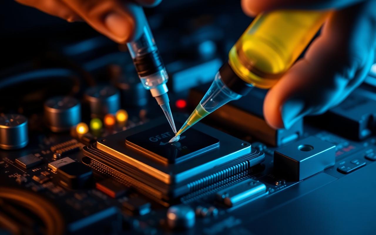 Application de pâte thermique sur un processeur d'ordinateur