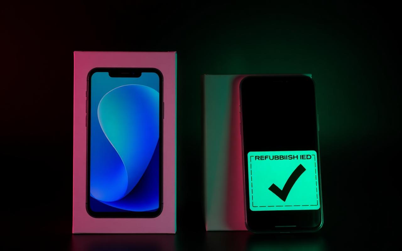 Smartphone reconditionné et smartphone neuf présentés côte à côte