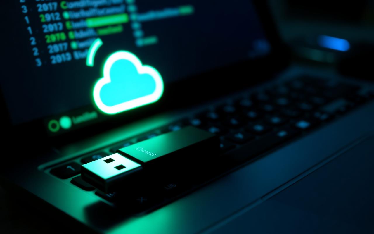 Disque dur externe et ordinateur pendant une sauvegarde de données