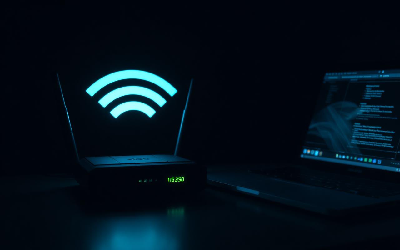 Box internet et smartphone affichant un test de débit Wi-Fi